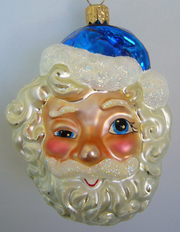 Weihnachtsmann-Kopf "Blaue Mütze" 5128So