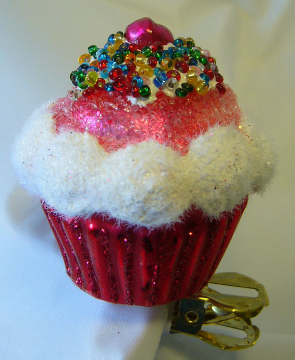 Cupcake (Muffin) rot/weiß, auf Clip 3166C