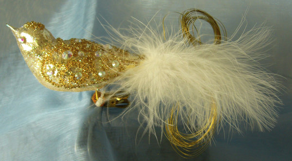 Vogel silber/gold, dick (Swarovski), auf Clip 2056C